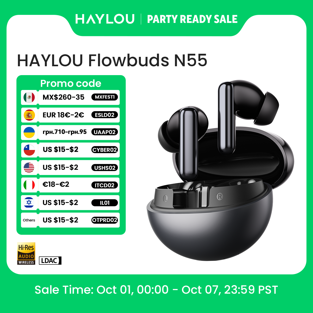 Type C Wired Earphones With Mic - HAYLOU Flowbuds N55 Kablosuz Kulaklıklar 54dB